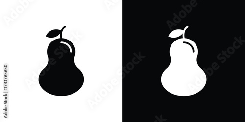 Pear icon illustration element design. black glyph icons