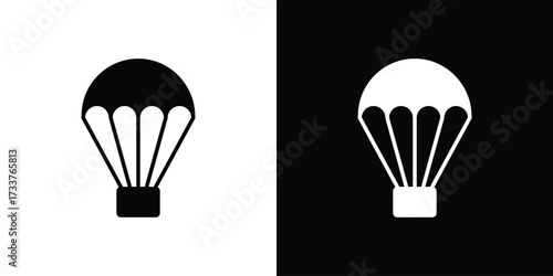 Parachute icon illustration element design. black glyph icons