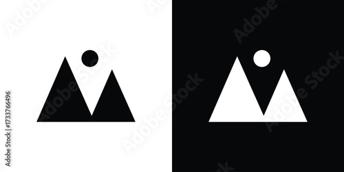 Mountain icon illustration element design. black glyph icons