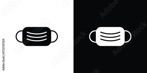 Mask face icon illustration element design. black glyph icons