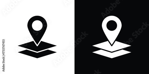 Land layer location icon illustration element design. black glyph icons