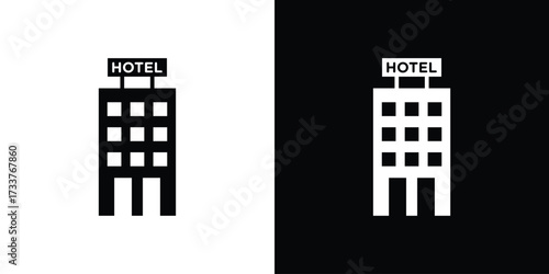 hotel icon illustration element design. black glyph icons