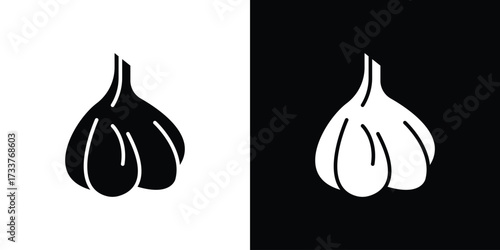 Garlic icon illustration element design. black glyph icons