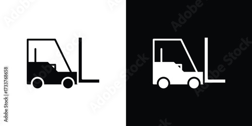Forklift icon illustration element design. black glyph icons