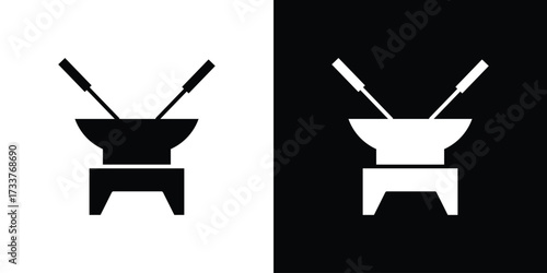 Fondue pot icon illustration element design. black glyph icons