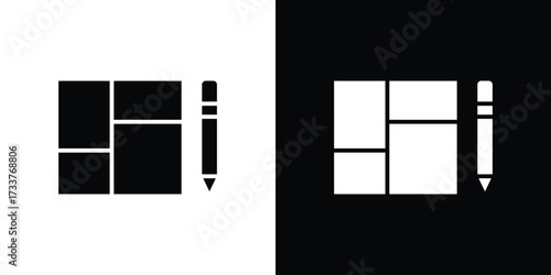 Floor plan icon illustration element design. black glyph icons