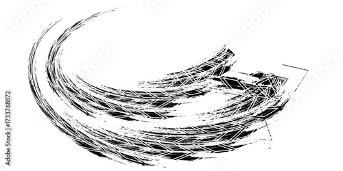 Grunge tire tracks, brake marks. Tire tread, wheel texture, tire marks - auto racing, motocross, drift, rally, off-road, and more.