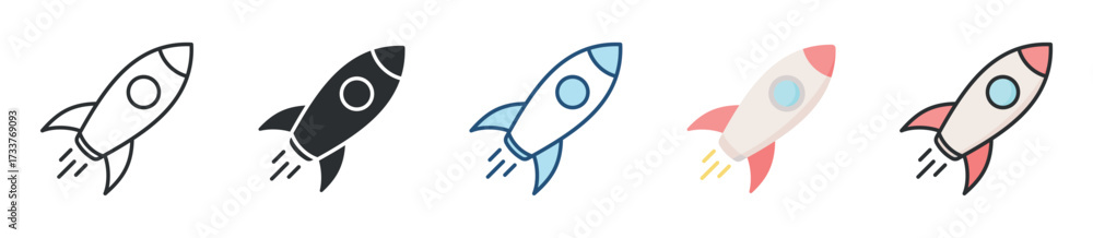 Fototapeta premium Rocket Icon Set Multiple Style Collection