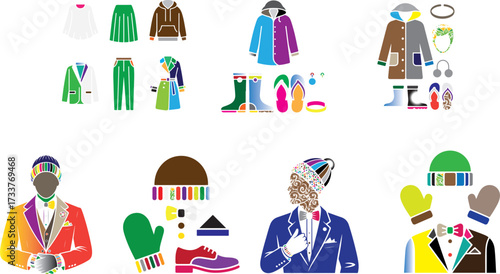 Colorful clothing and accessories collection fashion