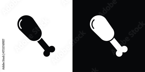 Drumstick bite icon illustration element design. black glyph icons