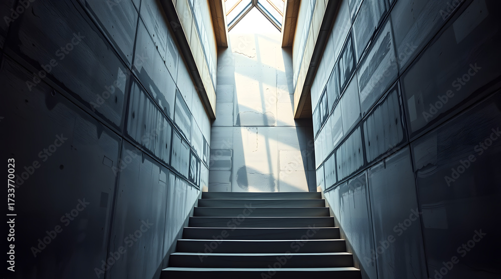 Obraz premium Concrete Stairwell with Skylight