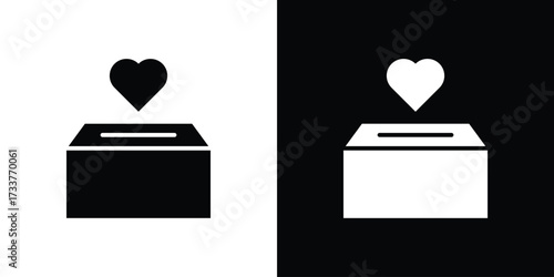 Donation box icon illustration element design. black glyph icons