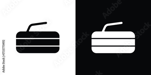 Curling stone icon illustration element design. black glyph icons