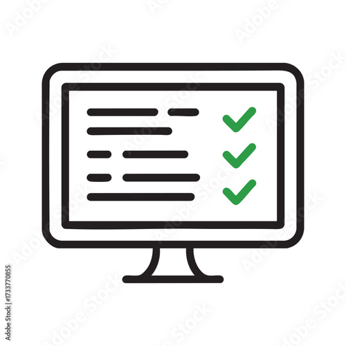 Computer screen displaying a checklist with green checkmarks icons for task completion