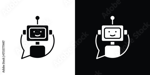 Chatbot speech bubble icon illustration element design. black glyph icons