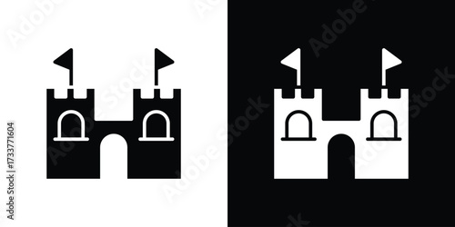 Castle icon illustration element design. black glyph icons