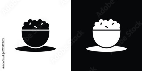 Bowl rice icon illustration element design. black glyph icons