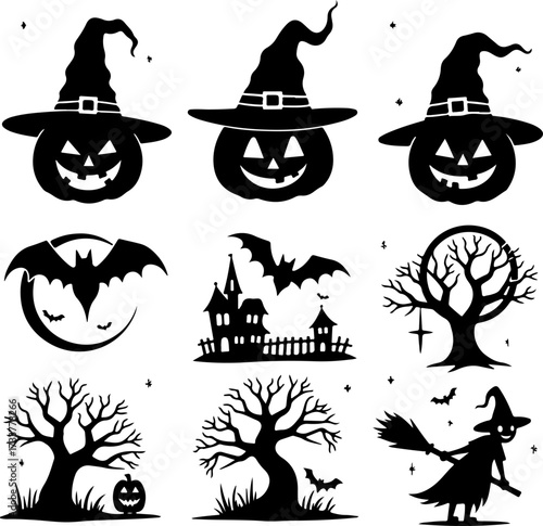 Witchcraft and Magic Items Silhouette Set 
