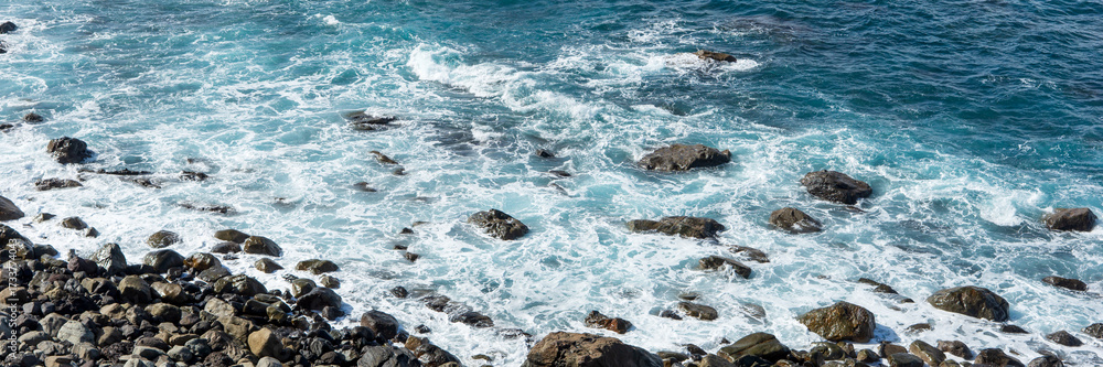 custom made wallpaper toronto digitalPanoramic image. Waves on the rocky coast