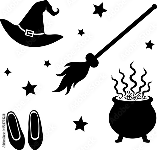 Witchcraft and Magic Items Silhouette Set 