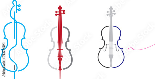 Musical instruments and abstract lines cello violin
