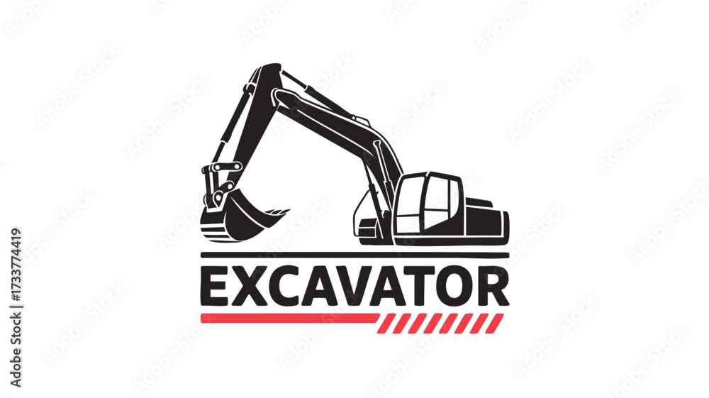 Naklejka premium Modern excavator machine logo design industrial construction heavy machinery equipment