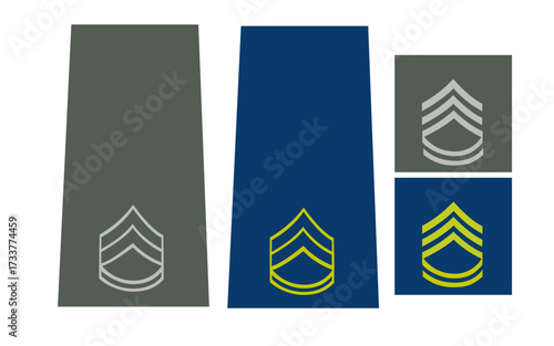 Galon de passant d'épaule et de manche de l'armée de terre et de l'air de l'armée américaine : sergent de première classe