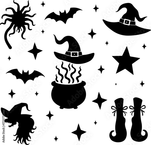 Witchcraft and Magic Items Silhouette Set 