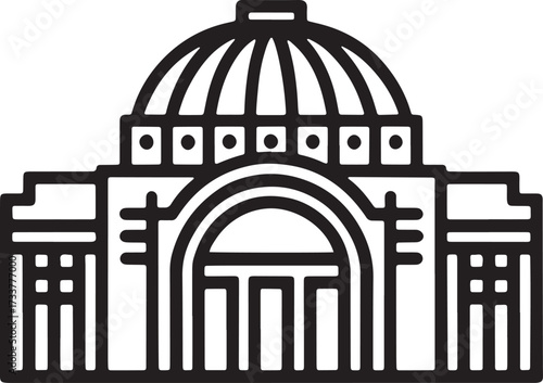 Municipal Theatre Rio de Janeiro Silhouette Landmark City Brazil