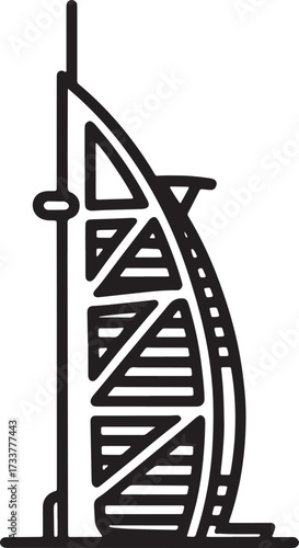 Burj Al Arab Illustration Vector Building Landmark United Arab Emirates Dubai Travel Tower