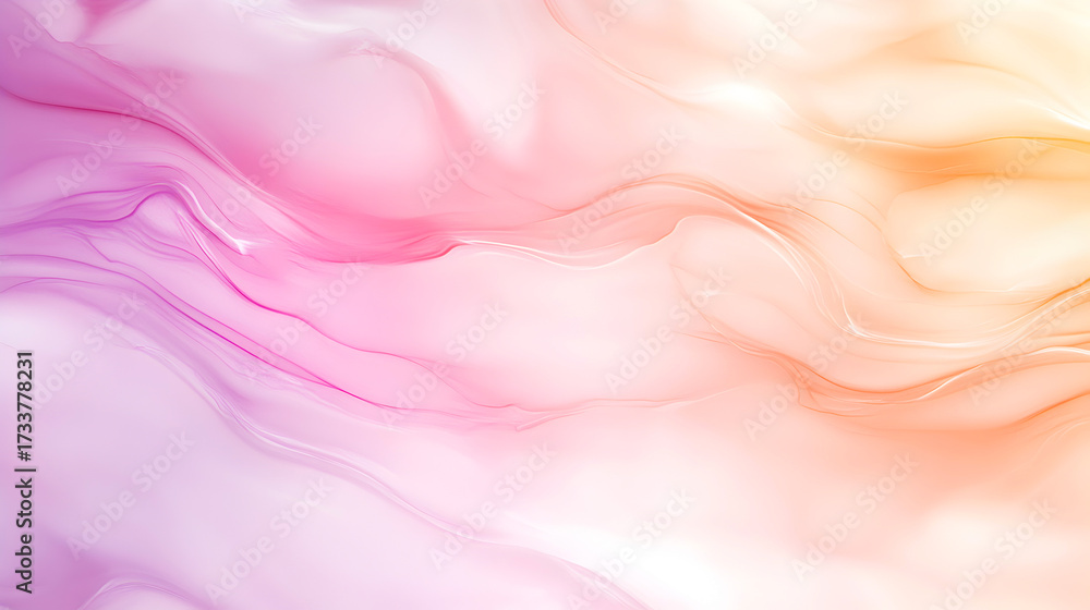 Obraz premium Abstract fluid art with soft pink and orange hues creating a serene background for design projects and presentations, ideal for modern aesthetics and artistic expression concept