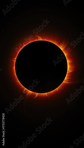 A black sphere surrounded by bright orange flames in a dark setting