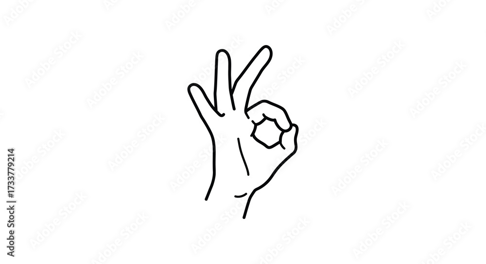 Obraz premium Simple black and white line drawing of a hand making the ok gesture