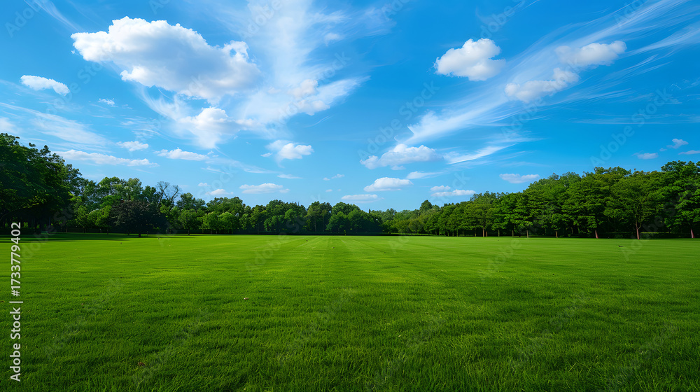 Obraz premium Green field under blue sky