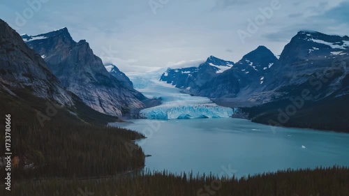 Wallpaper Mural Majestic Mountain Landscape with Glacial Lake and Snow-Capped Peaks Torontodigital.ca