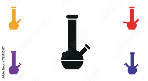 Colorful depictions of water pipes and bongs in a simple design