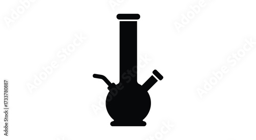 Simple black silhouette of a water pipe commonly used for smoking