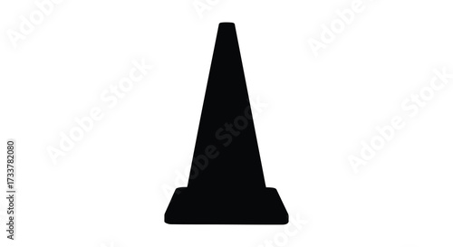 A simple black silhouette of a conical traffic safety marker