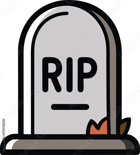 Vector Illustration of a Gravestone with RIP Text for Halloween Theme, vector illustration
