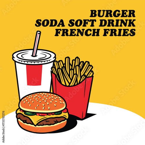 Burger, French Fries, and Soda Combo Meal