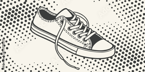 A stylized black and white canvas sneaker design