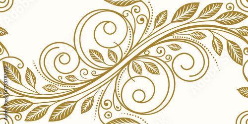Golden Floral Ornamental Seamless Pattern Vector Design