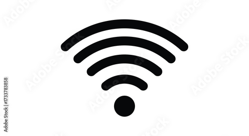 Simple black and white illustration of a wireless signal icon shown clearly