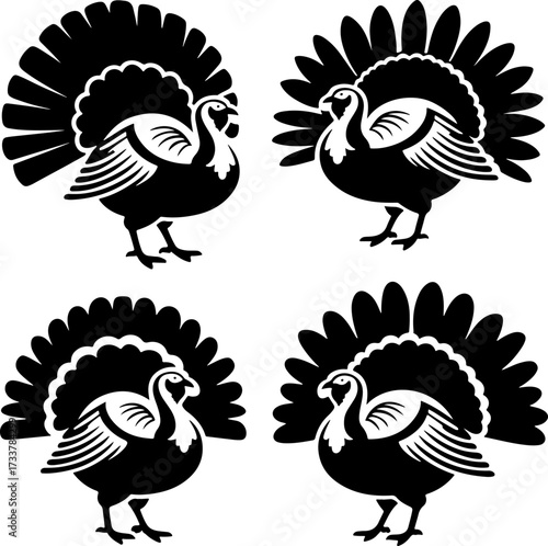 Thanksgiving Harvest and Holiday Icon Silhouettes Set