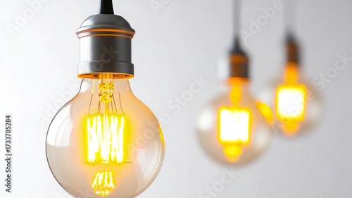 A collection of light bulbs suspended from a ceiling, providing soft illumination