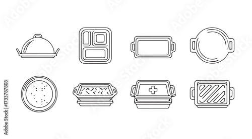 Vector art of baking tray icons set