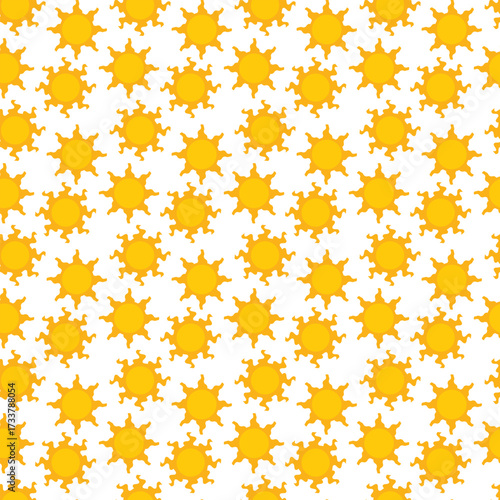 Seamless summer pattern with sun, perfect for hot weather design. Doodle sun endless texture
