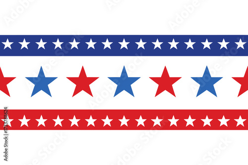 Patriotic Design Red, White, and Blue Stars and Stripes Pattern for Celebration