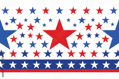 Patriotic Stars and Stripes Pattern with Red, White, and Blue Colors