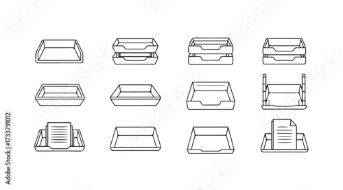 Vector art of office trays isolated